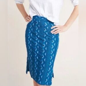 Anthropologie Blue Tribal Pencil Skirt 16W